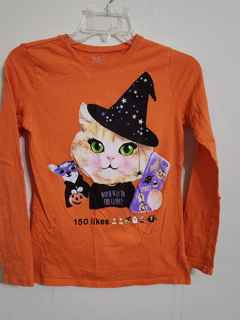 The Children's Place Orange Halloween Cat Witch Long Sleeve Tee